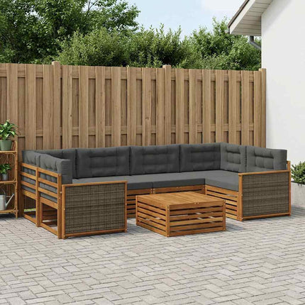 Utomhussoffset med kudde 7 pcs Naturlig och Antracit