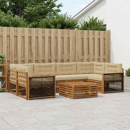 Utomhussoffset med kudde 7 pcs Naturlig och Beige