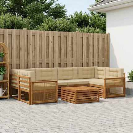 Utomhussoffset med kudde 7 pcs Naturlig och Beige