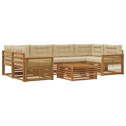 Utomhussoffset med kudde 7 pcs Naturlig och Beige