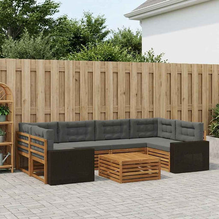Utomhussoffset med kudde 7 pcs Naturlig och Antracit Polyester