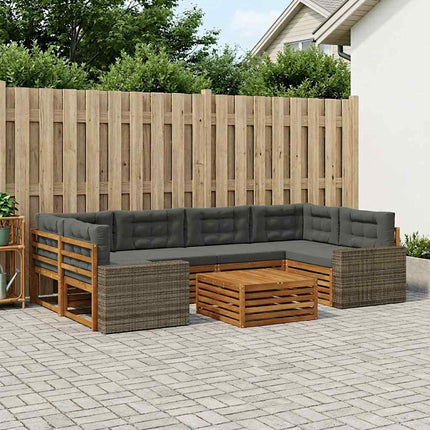 Utomhussoffset med kudde 7 pcs Naturlig och Antracit Polyester