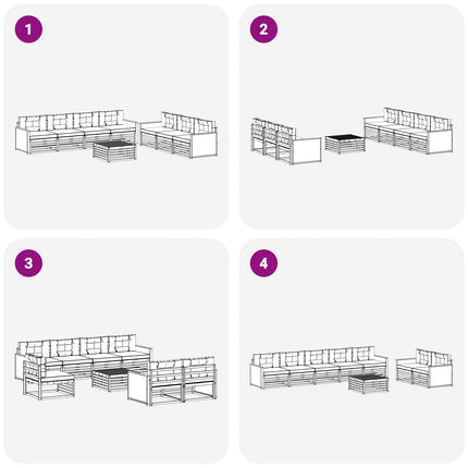 Utomhussoffset 8 pcs Naturlig och Grädde 79 x 79 x 37 cm
