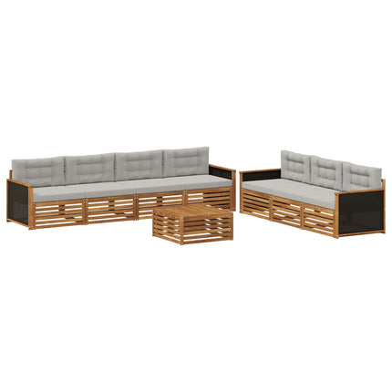 Utomhussoffset 8 pcs Naturlig och ljusgrå 79 x 79 x 37 cm