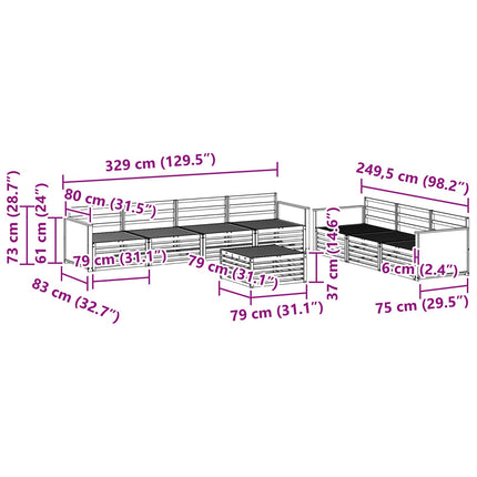 Utomhussoffset 8 pcs Naturlig Massivt Akaciaträ
