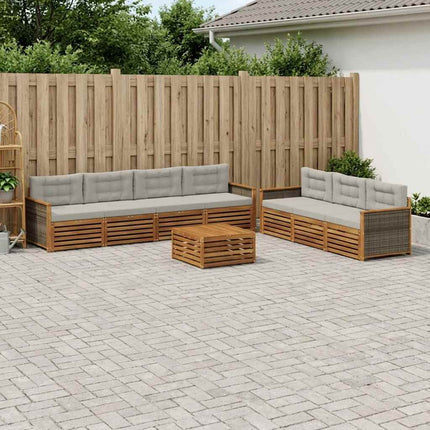 Utomhussoffset med kudde 8 pcs Naturlig och ljusgrå