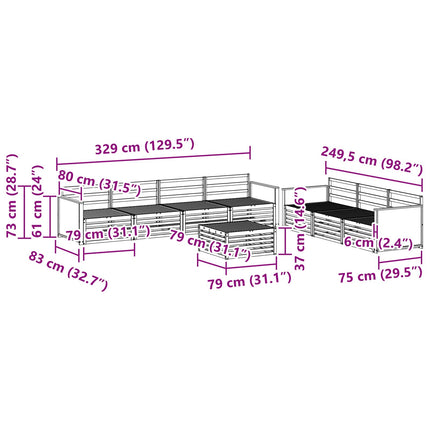 Utomhussoffset 8 pcs Naturlig Massivt Akaciaträ