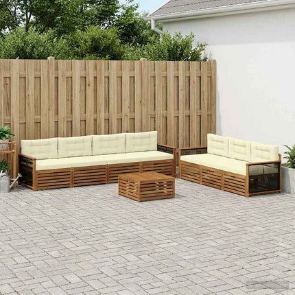 Utomhussoffset med kudde 8 pcs Naturlig och Grädde