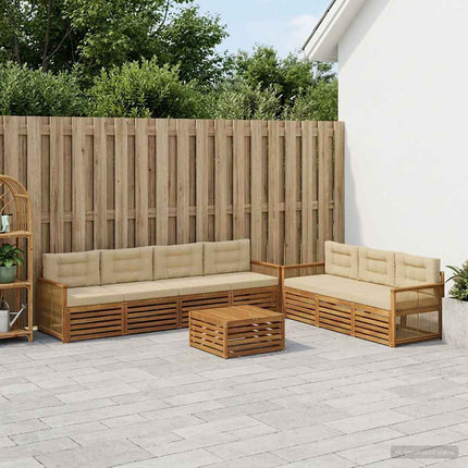 Utomhussoffset med kudde 8 pcs Naturlig och Beige