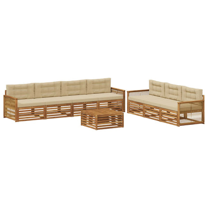 Utomhussoffset med kudde 8 pcs Naturlig och Beige