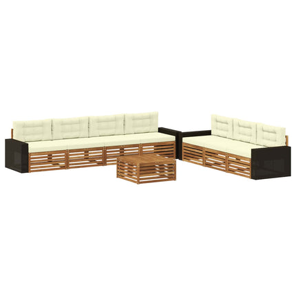 Utomhussoffset 8 pcs Naturlig och Grädde 79 x 79 x 37 cm
