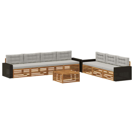 Utomhussoffset 8 pcs Naturlig och ljusgrå 79 x 79 x 37 cm