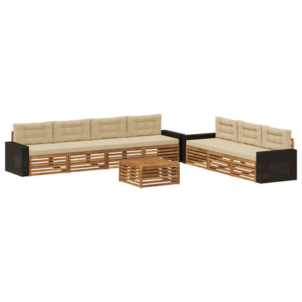 Utomhussoffset 8 st Naturlig och Beige Polyester