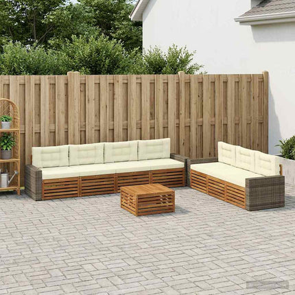 Utomhussoffset 8 pcs Naturlig och Grädde 79 x 79 x 37 cm