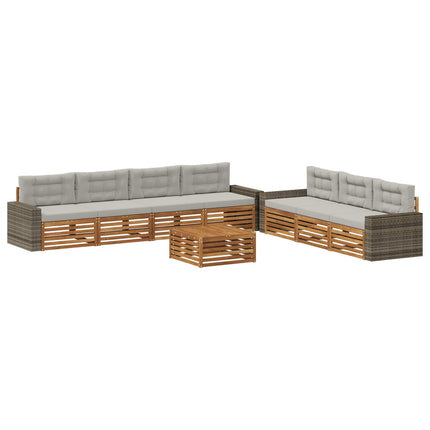 Utomhussoffset 8 pcs Naturlig och ljusgrå 79 x 79 x 37 cm