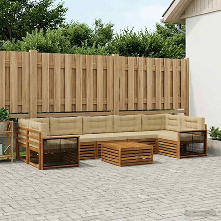 Utomhussoffset med kudde 8 pcs Naturlig och Beige