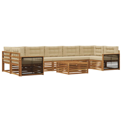 Utomhussoffset med kudde 8 pcs Naturlig och Beige