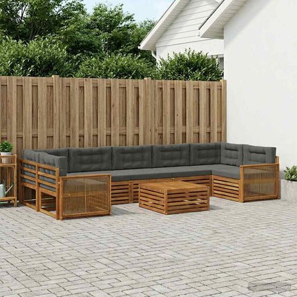 Utomhussoffset med kudde 8 pcs Naturlig och Antracit