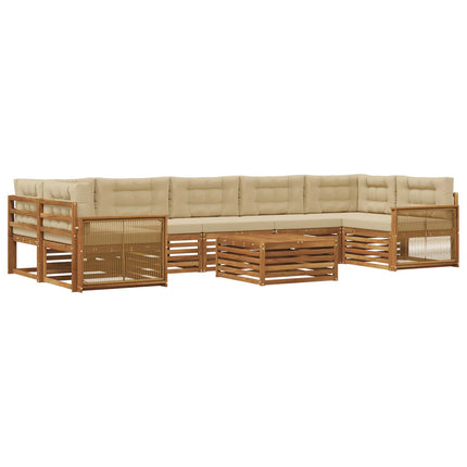 Utomhussoffset med kudde 8 pcs Naturlig och Beige