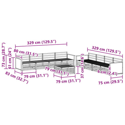 Utomhussoffset 9 pcs Naturlig Massivt akaciaträ