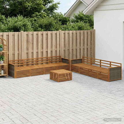 Utomhussoffset 9 pcs Naturlig Massivt Akaciaträ