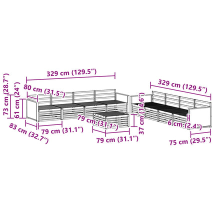 Utomhussoffset 9 pcs Naturlig Massivt Akaciaträ