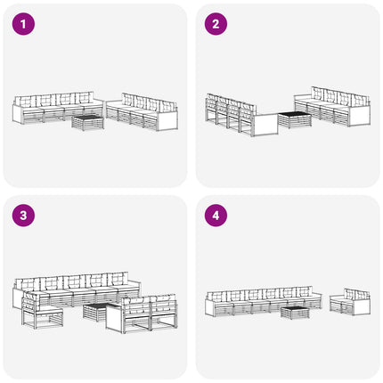 Utomhussoffset med kudde 9 pcs Naturlig och ljusgrå