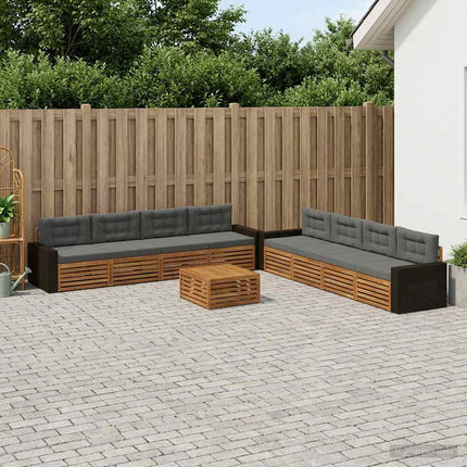 Utomhussoffset med kudde 9 pcs Naturlig och Antracit Polyester