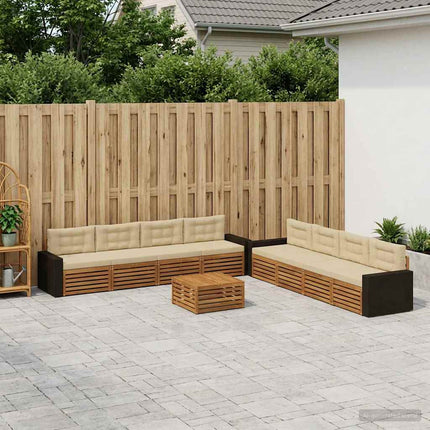 Utomhussoffset med kudde 9 pcs Naturlig och Beige Polyester