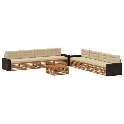 Utomhussoffset 9 st Naturlig och Beige Polyester