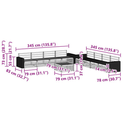 Utomhussoffset 9 pcs Naturlig Massivt akaciaträ