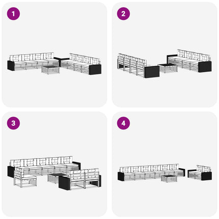 Utomhussoffset med kudde 9 pcs Naturlig och ljusgrå Polyester