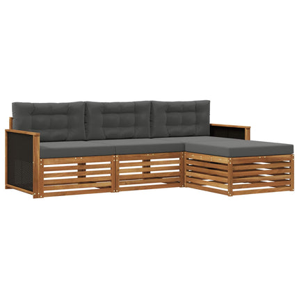 Utomhussoffset med kudde 4 pcs Naturlig och Antracit Polyester