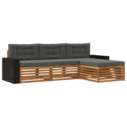 Utomhussoffset med kudde 4 pcs Naturlig och Antracit Polyester