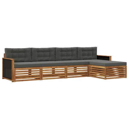 Utomhussoffset med kudde 5 pcs Naturlig och Antracit Polyester