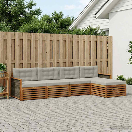 Utomhussoffset med kudde 5 pcs Naturlig och ljusgrå