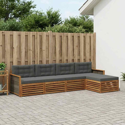 Utomhussoffset med kudde 5 pcs Naturlig och Antracit