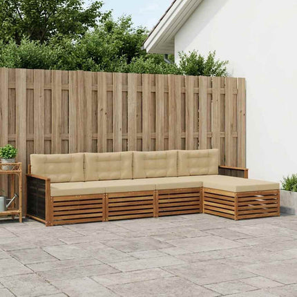 Utomhussoffset med kudde 5 pcs Naturlig och Beige