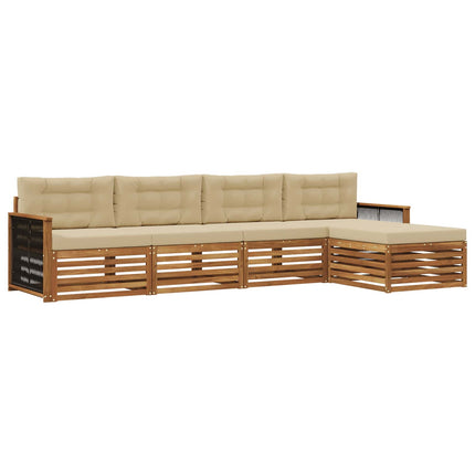 Utomhussoffset med kudde 5 pcs Naturlig och Beige