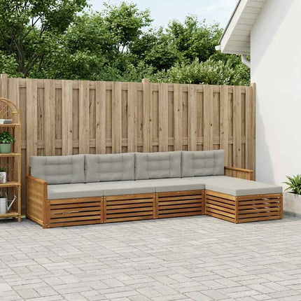 Utomhussoffset med kudde 5 pcs Naturlig och ljusgrå
