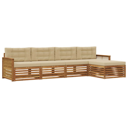 Utomhussoffset med kudde 5 pcs Naturlig och Beige