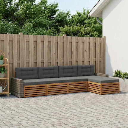 Utomhussoffset med kudde 5 pcs Naturlig och Antracit Polyester