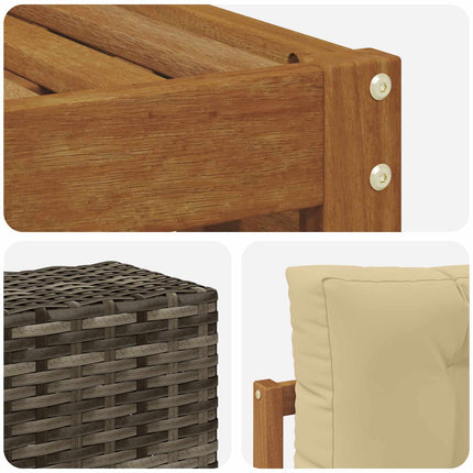 Utomhussoffset med kudde 5 pcs Naturlig och Beige Polyester