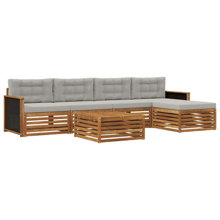 Utomhussoffset 6 pcs Naturlig och ljusgrå 79 x 79 x 37 cm