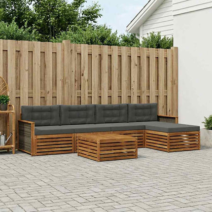 Utomhussoffset med kudde 6 pcs Naturlig och Antracit