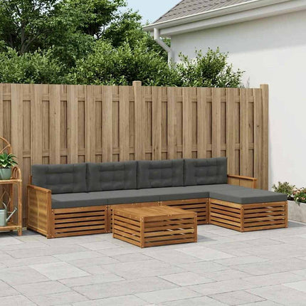 Utomhussoffset med kudde 6 pcs Naturlig och Antracit