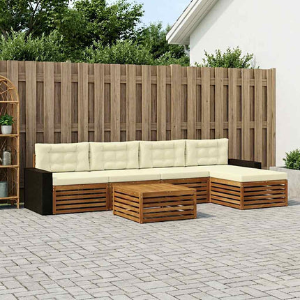 Utomhussoffset 6 pcs Naturlig och Grädde 79 x 79 x 37 cm