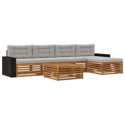 Utomhussoffset 6 pcs Naturlig och ljusgrå 79 x 79 x 37 cm