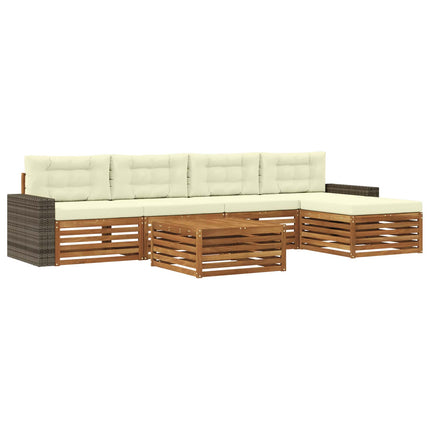 Utomhussoffset 6 pcs Naturlig och Grädde 79 x 79 x 37 cm