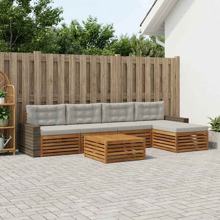Utomhussoffset 6 pcs Naturlig och ljusgrå 79 x 79 x 37 cm